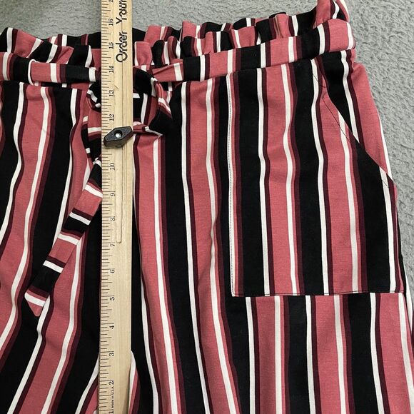 Torrid Womens Plus 3x Paperbag Self Tie Striped Rose Pink Black Shorts NWOT - Picture 9 of 9